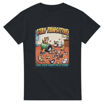 Grumpy Cat 'Stay Pawsitive Nope' T-shirt | Heavyweight Unisex Crewneck T-shirt | Classic Comfort in Black