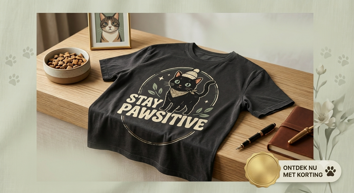Stay Pawsitive T-shirt casual look – steun straatkatten Costa Rica