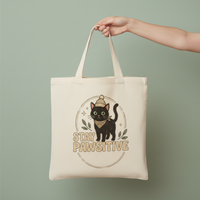 Beanie Cat Tote Bag - hand