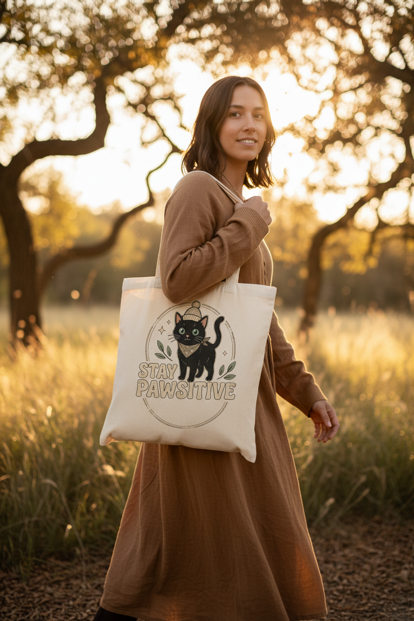 Beanie Cat Tote Bag - lifestyle