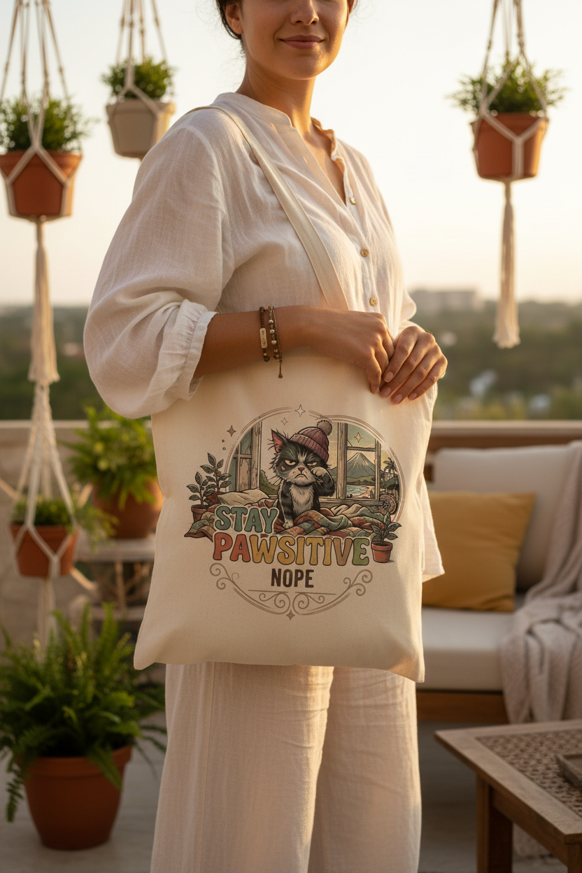 Grumpy Cat in Bed Tote Bag - lifestyle