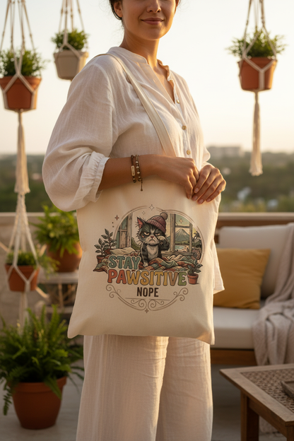 Grumpy Cat in Bed Tote Bag - lifestyle
