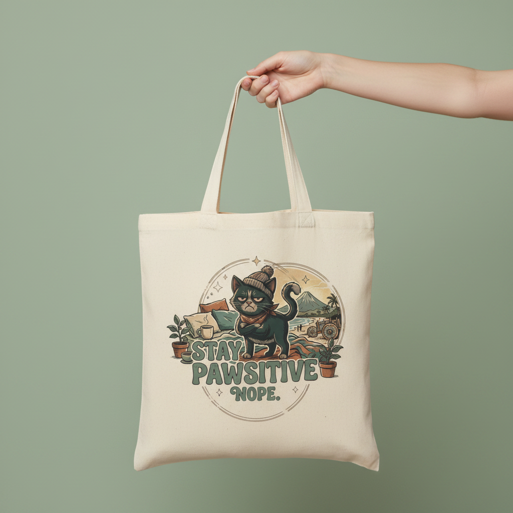 Grumpy Cat Tote Bag - hand