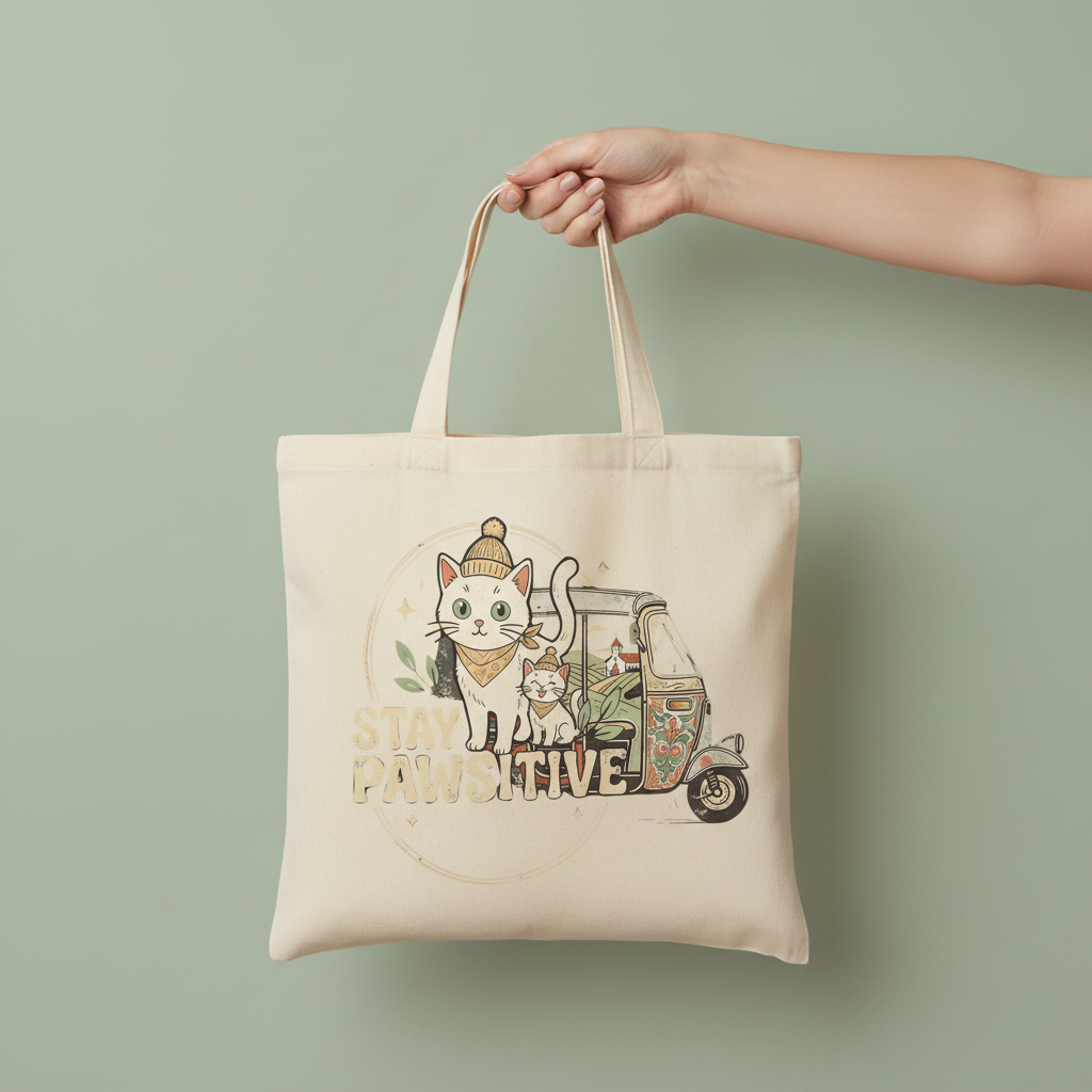 Witte Katten Tote Bag - hand