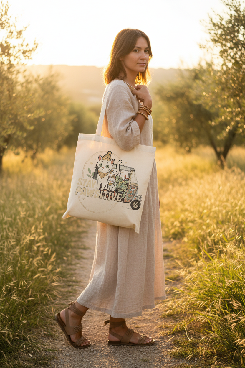 Witte Katten Tote Bag - lifestyle